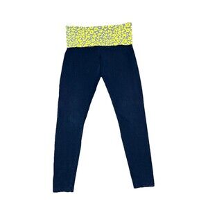 Fold Over Yellow Leopard Cheetah Legging City Streets Low Rise Medium GUC